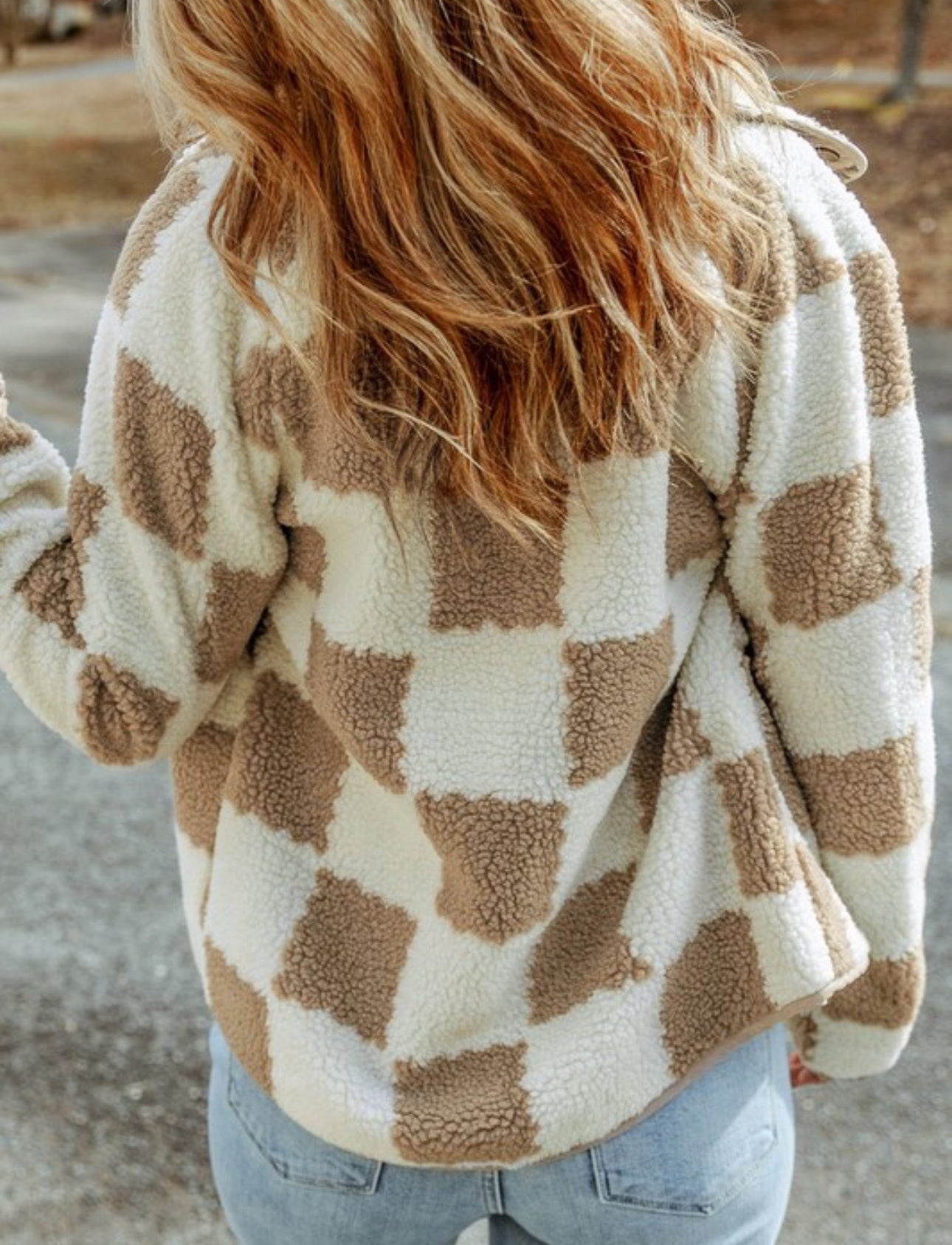 Checker Sherpa Snap Button Jacket