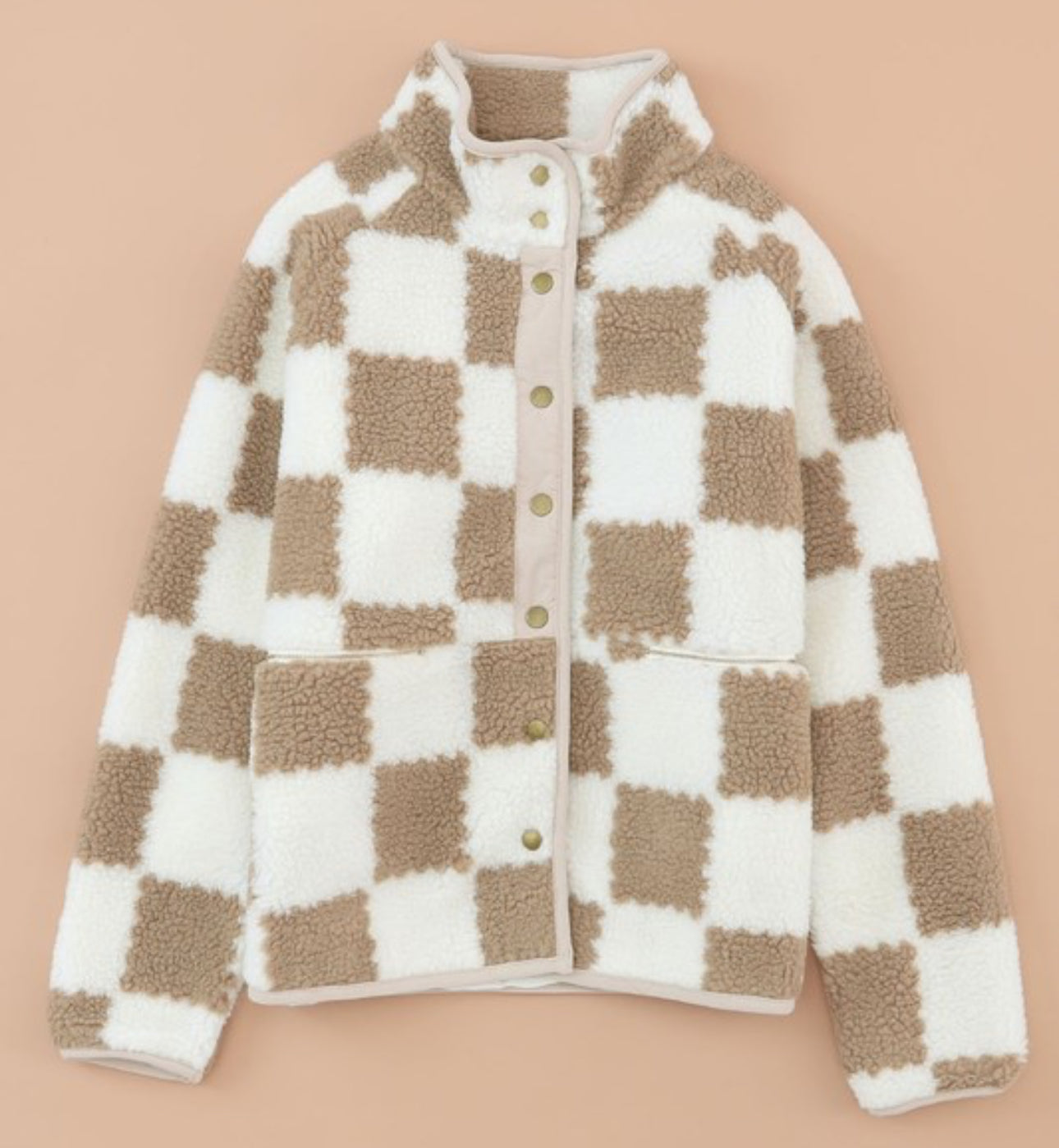Checker Sherpa Snap Button Jacket